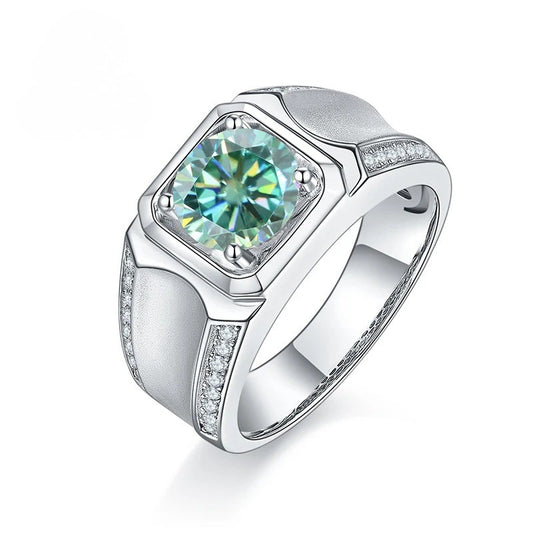Men's D Color Moissanite Ring | 1ct, 2ct, 3ct Options | 925 Silver