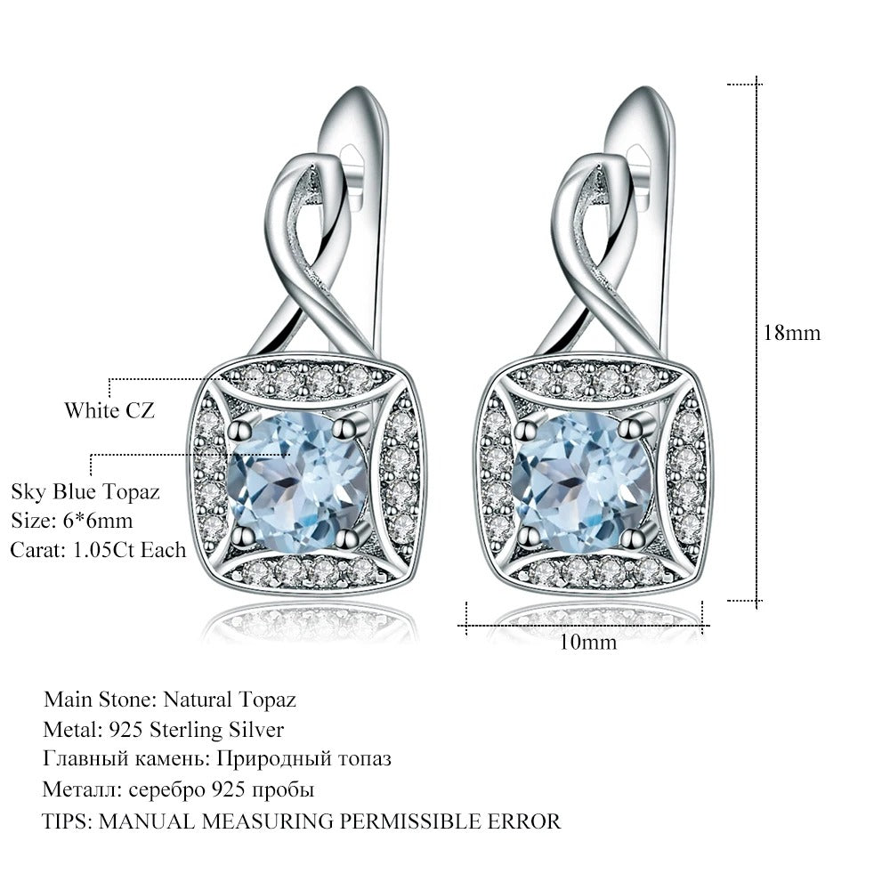Natural Sky Blue Topaz Infinity Drop Earrings | 925 Sterling Silver | Luxury Gold Palace