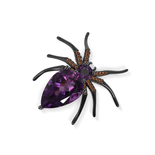 Gothic Amethyst Spider Brooch | 925 Sterling Silver