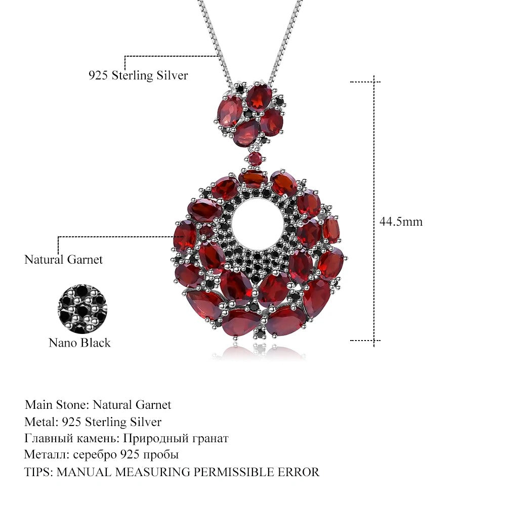 Vintage Geometric Garnet Pendant in 925 Sterling Silver