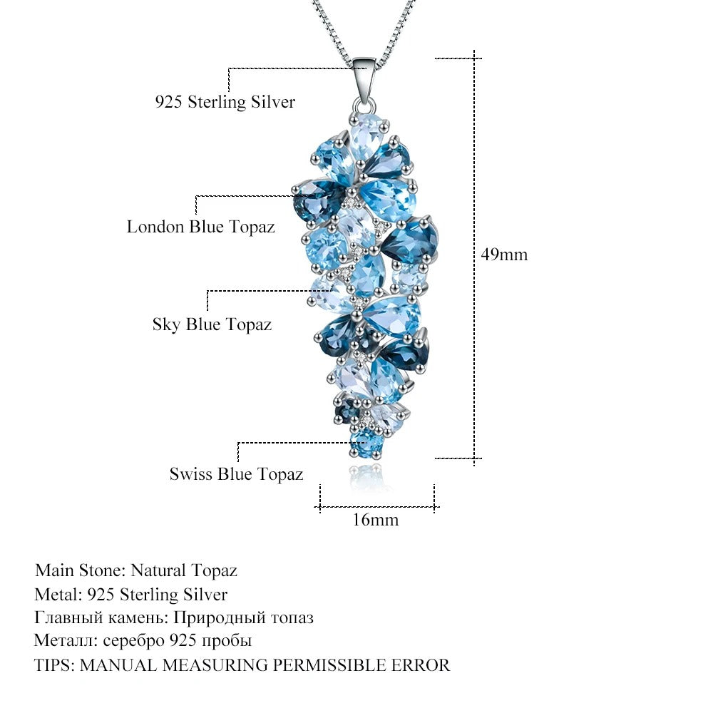 10.07Ct Blue Topaz Ombré Pendant | 925 Silver | Luxury Gold Palace
