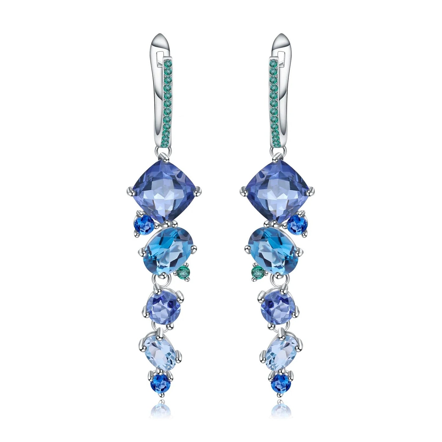 Blue Mystic Quartz & Topaz Cascading Drop Earrings | 925 Silver