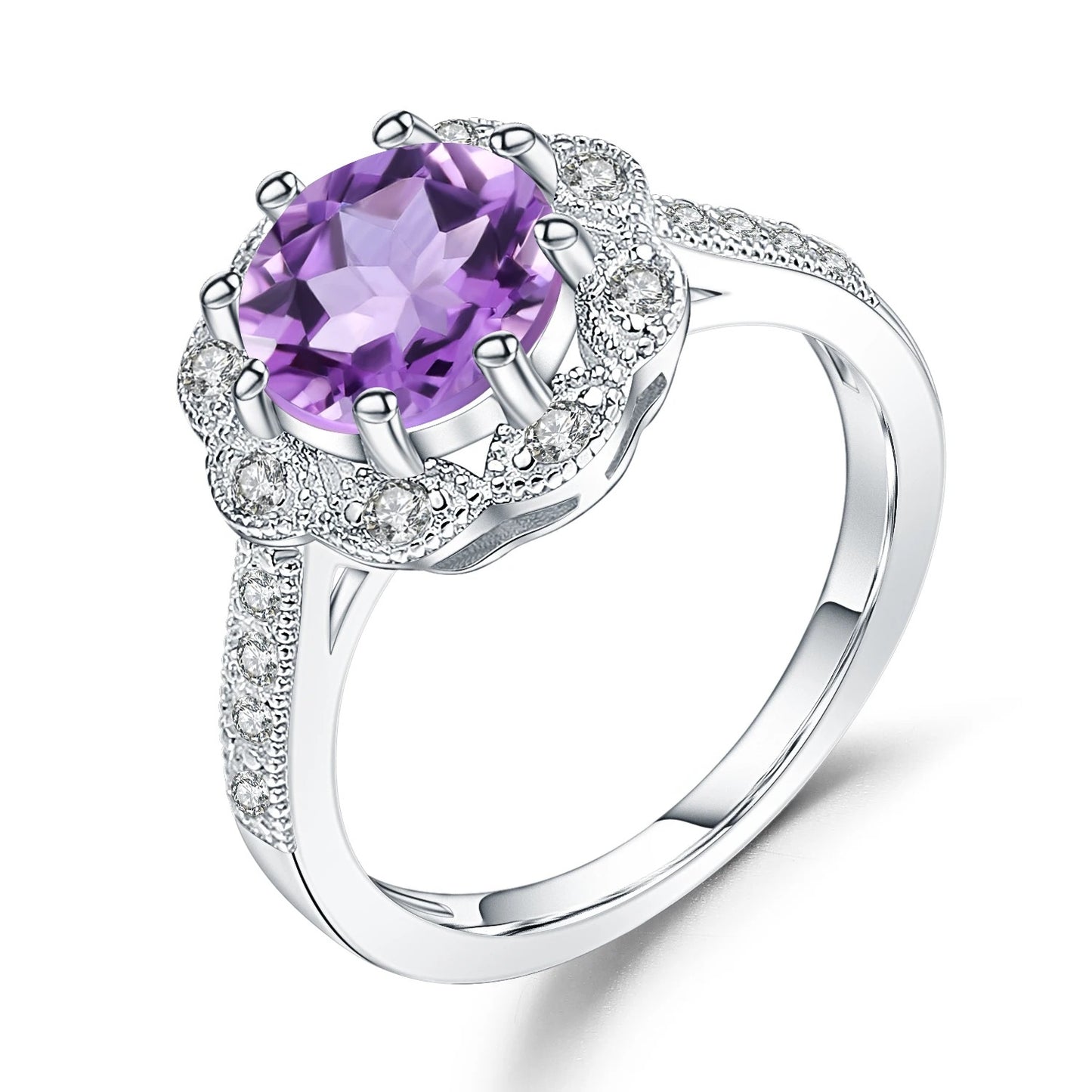 Natural Sky Blue Topaz Flower Ring | 2.58Ct | 925 Sterling Silver