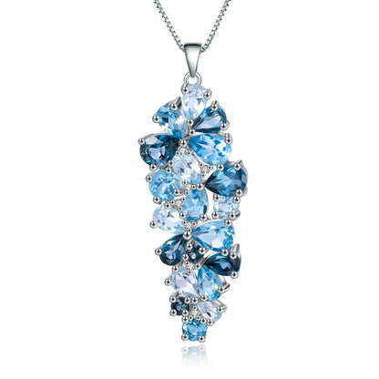 10.07Ct Blue Topaz Ombré Pendant | 925 Silver | Luxury Gold Palace