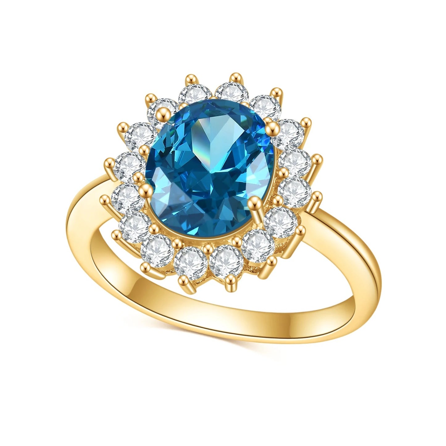 Princess Diana Style Halo Ring | Gold Vermeil | 6 Gemstone Colors
