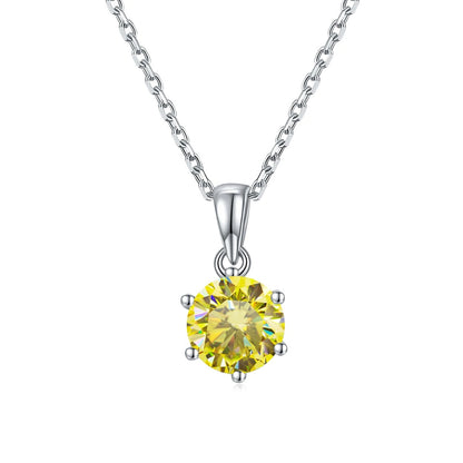 1.0Ct Green Moissanite Solitaire Necklace | GRA Certified | 925 Silver