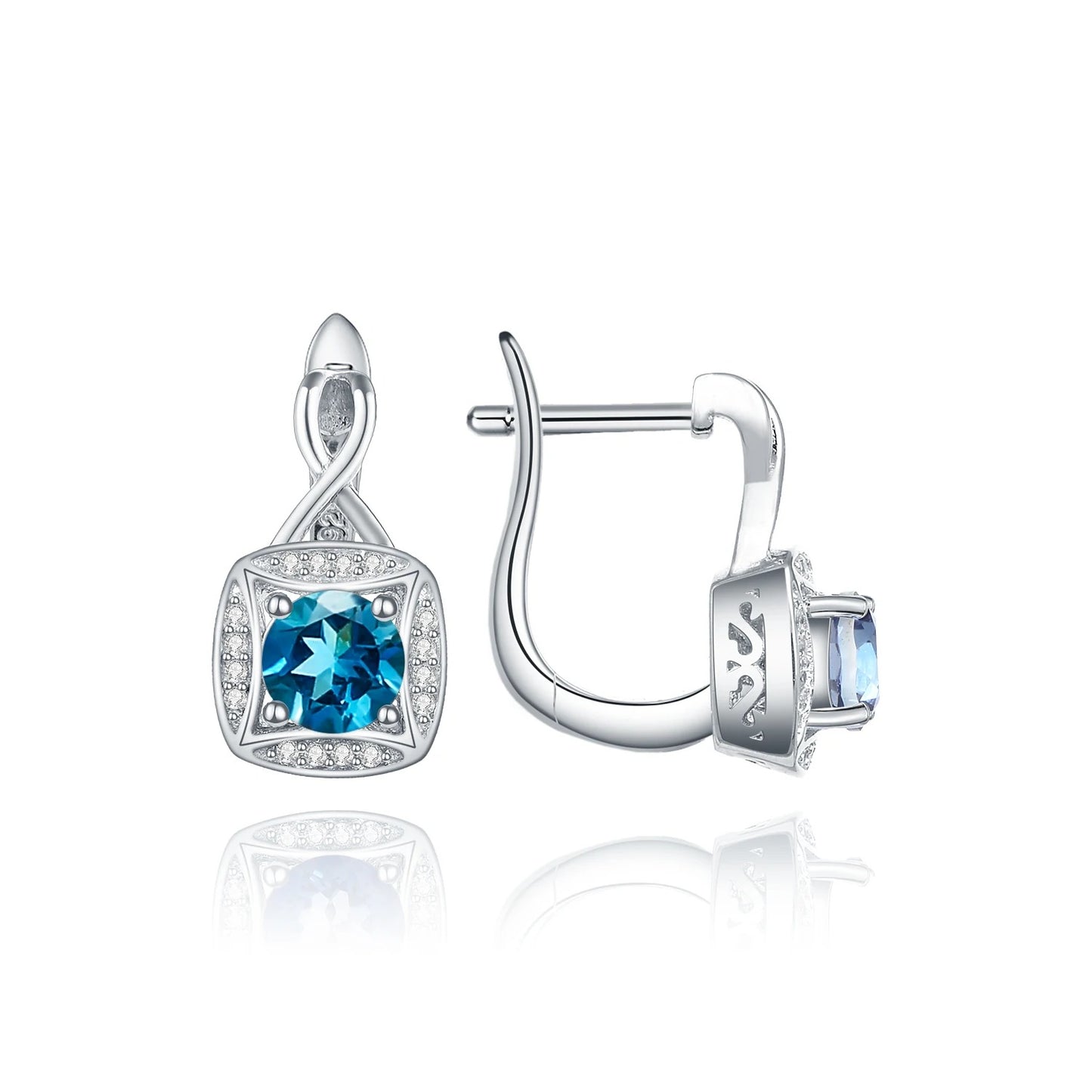 Natural Sky Blue Topaz Infinity Drop Earrings | 925 Sterling Silver | Luxury Gold Palace