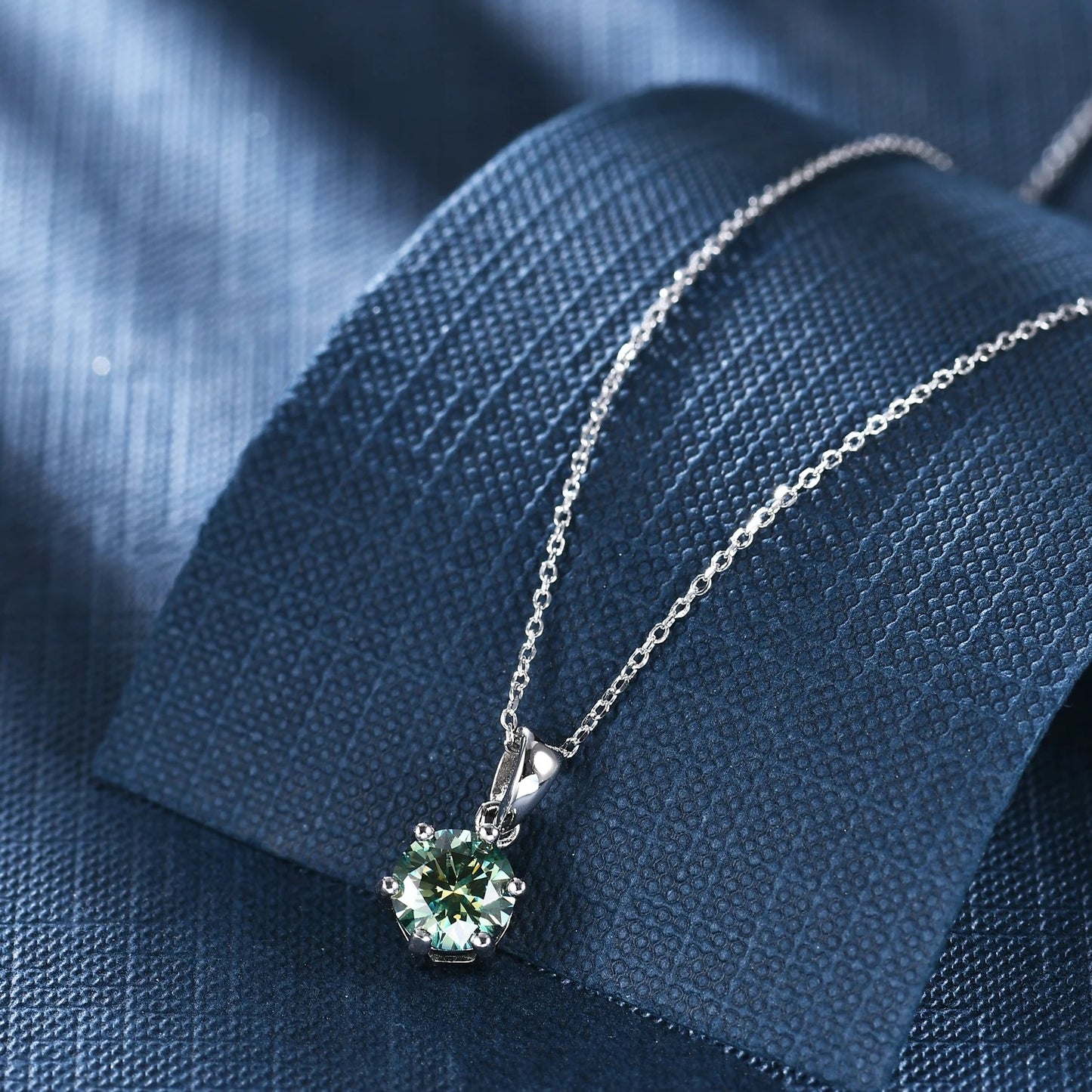 1.0Ct Green Moissanite Solitaire Necklace | GRA Certified | 925 Silver