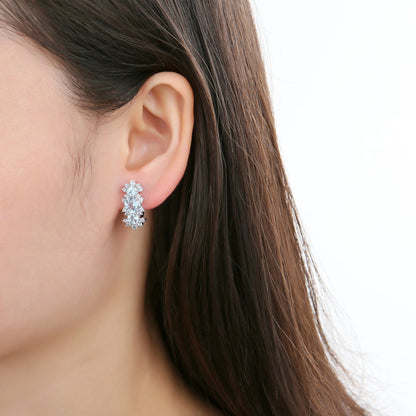 Vintage Sky Blue Topaz Three-Stone Earrings | 925 Sterling Silver