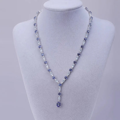 Mystic Quartz & Sky Blue Topaz Y-Necklace | 925 Silver | Bridal Jewelry