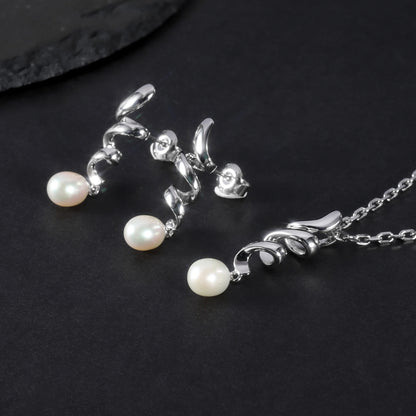 Elegant Spiral Ribbon Pearl Pendant | 8mm Freshwater Pearl | 925 Silver