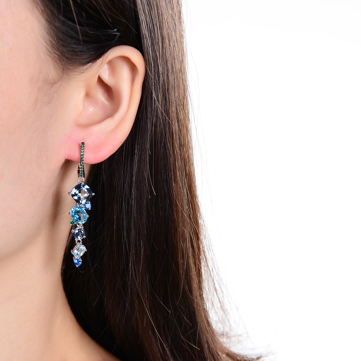 Blue Mystic Quartz & Topaz Cascading Drop Earrings | 925 Silver