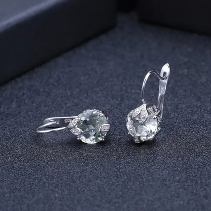 Natural Green Amethyst (Prasiolite) Leaf Drop Earrings | 6.64Ct 925 Silver