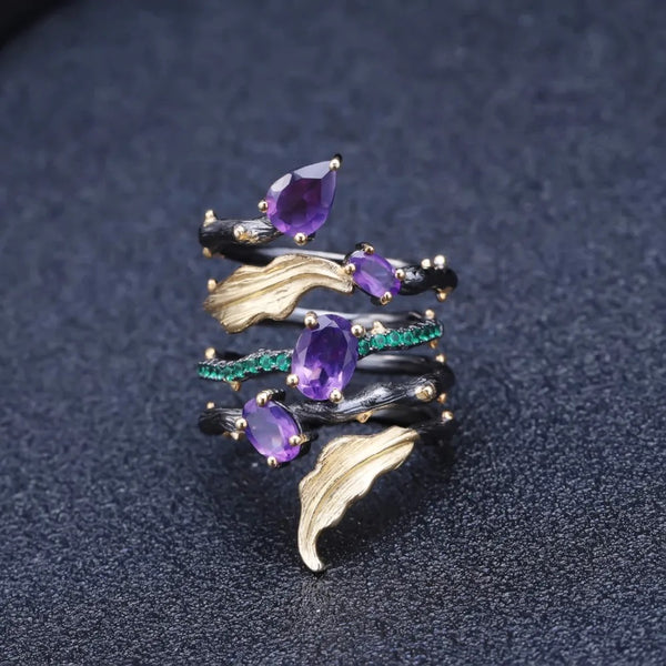 Vintage Neo-Gothic Amethyst Ring | 925 Sterling Silver (2.26Ct)