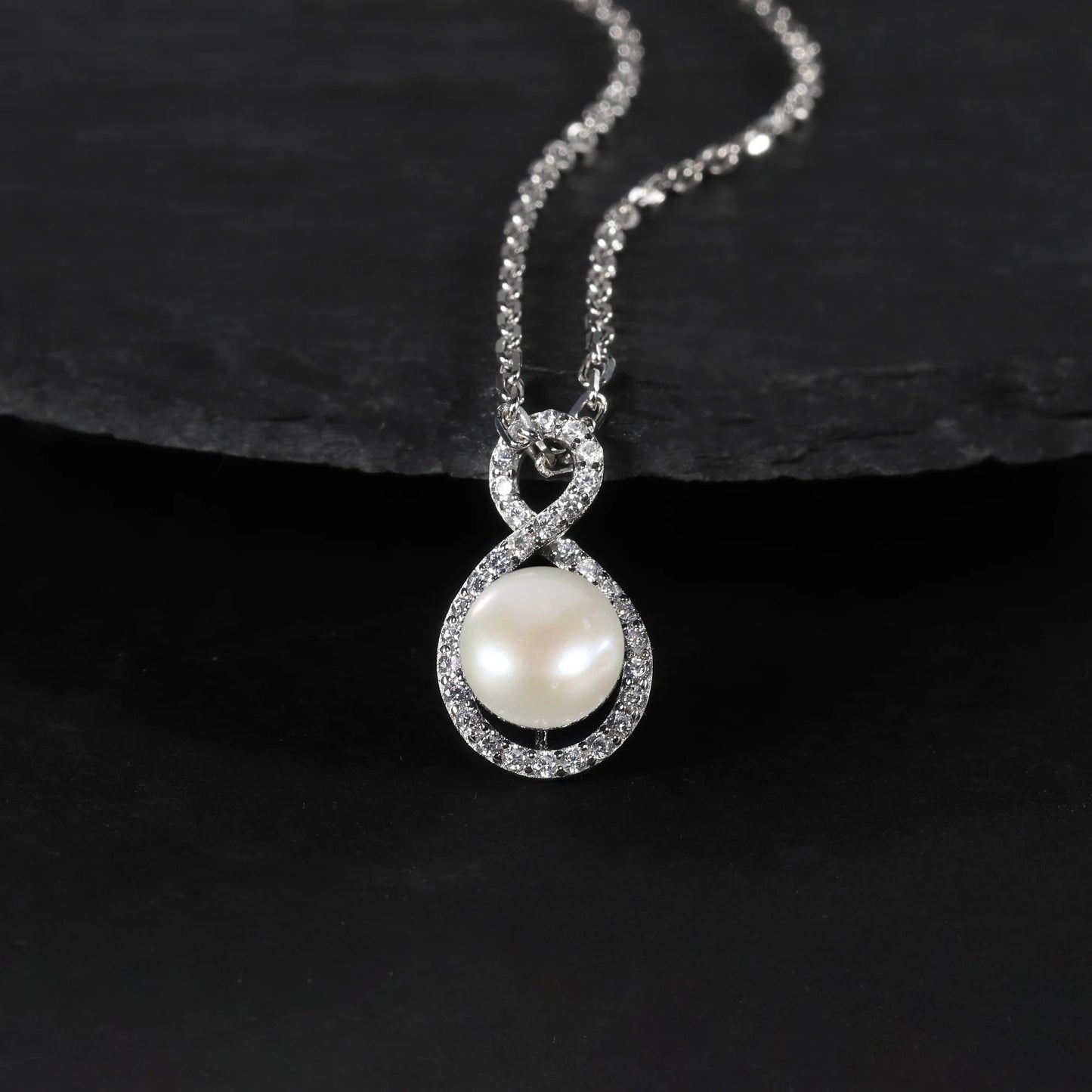 Infinity Freshwater Pearl Pendant | 10mm | 925 Sterling Silver | Luxury Gold Palace