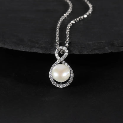 Infinity Freshwater Pearl Pendant | 10mm | 925 Sterling Silver | Luxury Gold Palace
