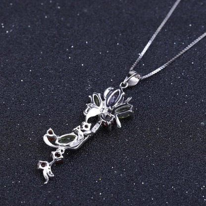 Multi-Gemstone Floral Vine Pendant | 925 Sterling Silver | Luxury Gold Palace