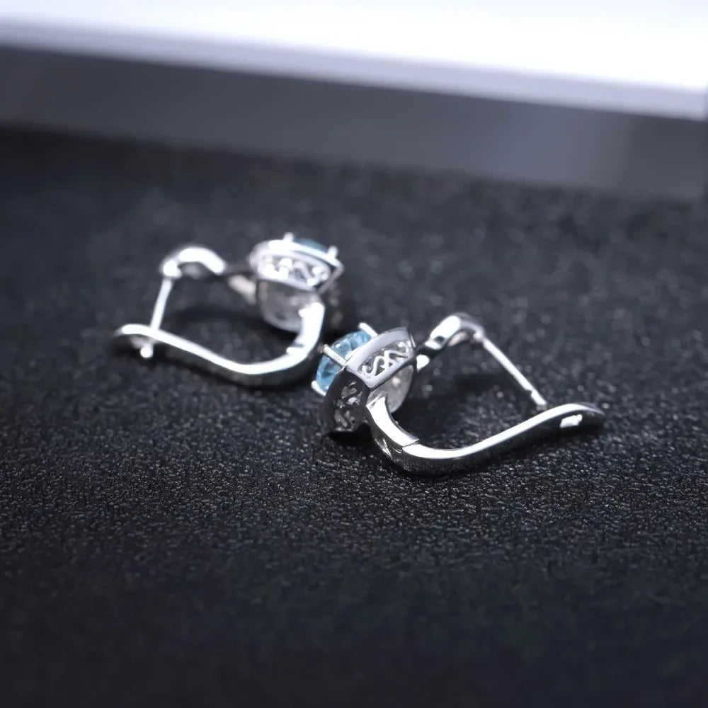 Natural Sky Blue Topaz Infinity Drop Earrings | 925 Sterling Silver | Luxury Gold Palace