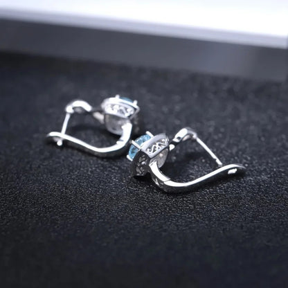 Natural Sky Blue Topaz Infinity Drop Earrings | 925 Sterling Silver | Luxury Gold Palace