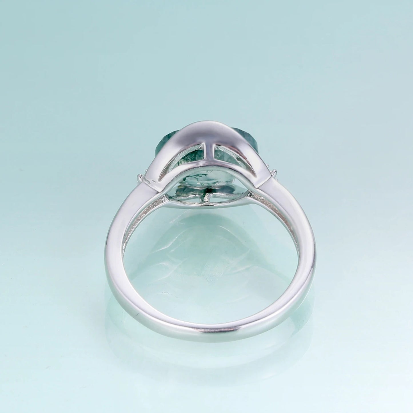 Natural Moss Agate Oval Ring | 2.91Ct Minimalist 925 Sterling Silver