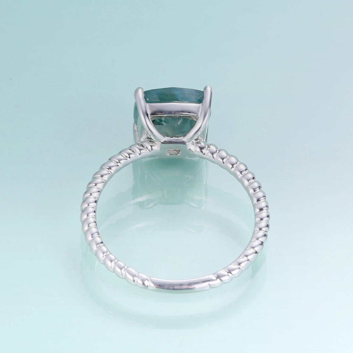 2.25Ct Cushion Moss Agate Solitaire Ring | Twisted Rope Band | 925 Silver