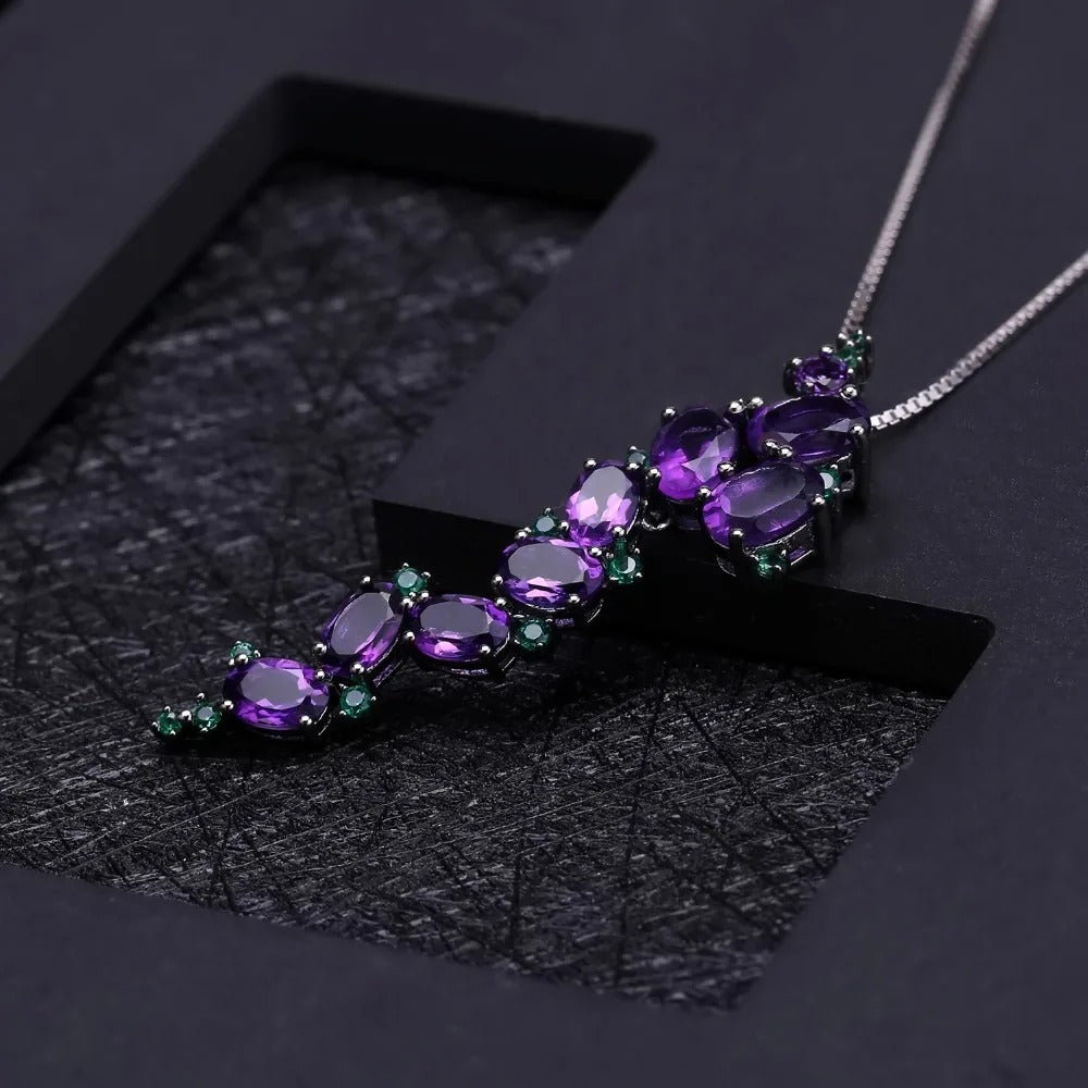 Natural Amethyst Cascading Vine Pendant | 4.89Ct 925 Sterling Silver