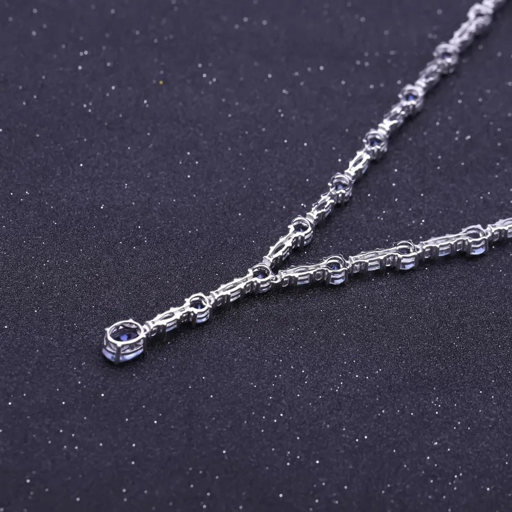 Mystic Quartz & Sky Blue Topaz Y-Necklace | 925 Silver | Bridal Jewelry