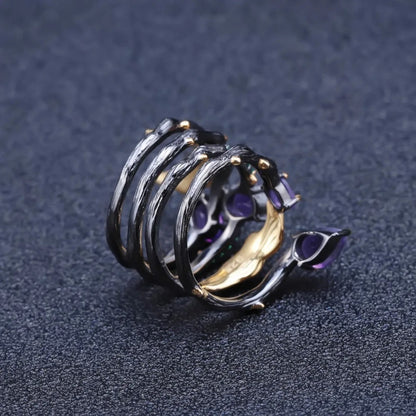 Vintage Neo-Gothic Amethyst Ring | 925 Sterling Silver (2.26Ct)