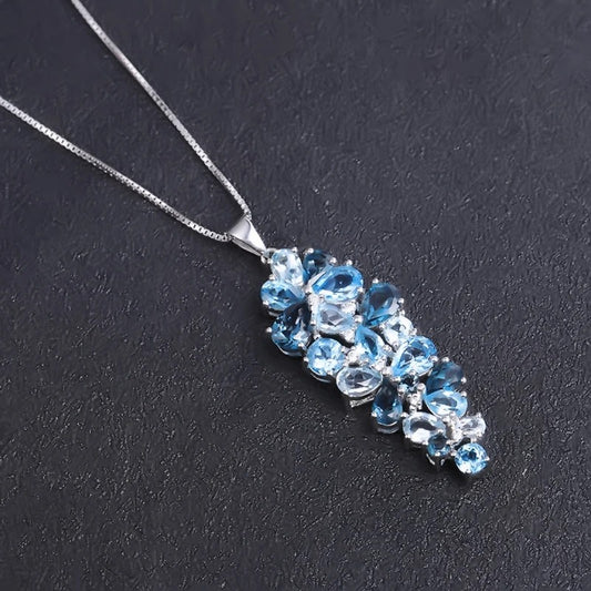 10.07Ct Blue Topaz Ombré Pendant | 925 Silver | Luxury Gold Palace