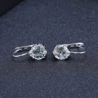 Natural Green Amethyst (Prasiolite) Leaf Drop Earrings | 6.64Ct 925 Silver