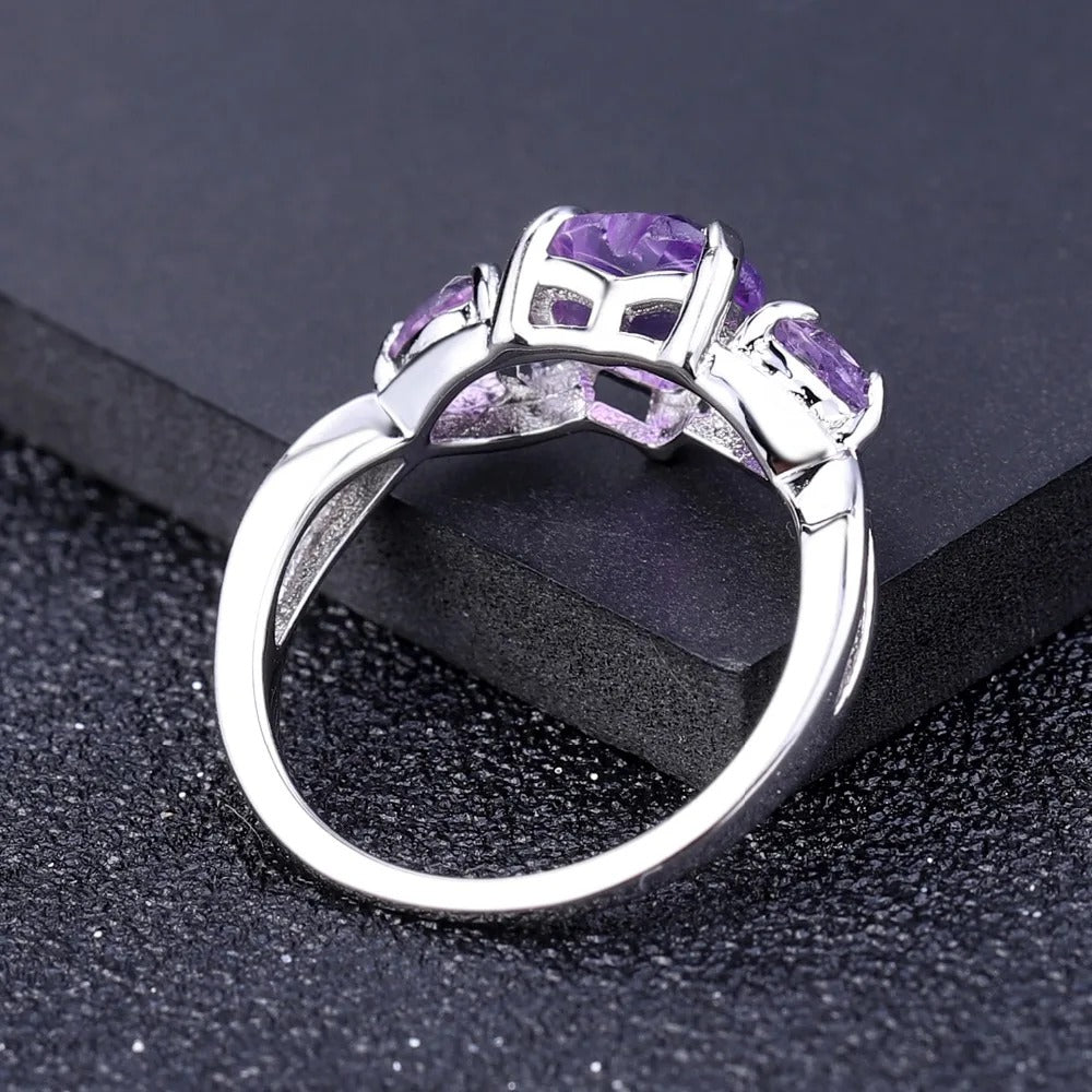 Natural Amethyst Heart Ring | 1.71Ct 925 Sterling Silver | February Birthstone