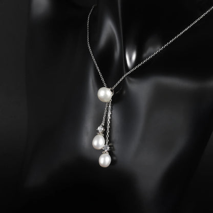 Triple Freshwater Pearl Tassel Pendant | 9mm | 925 Sterling Silver | Luxury Gold Palace