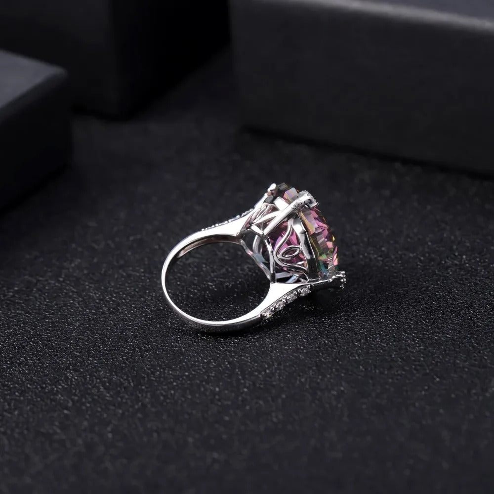 Massive 24.21Ct Rainbow Mystic Quartz Cocktail Ring | 925 Silver