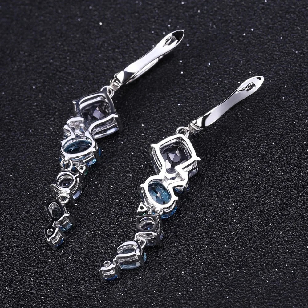 Blue Mystic Quartz & Topaz Cascading Drop Earrings | 925 Silver