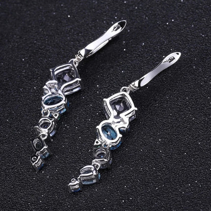 Blue Mystic Quartz & Topaz Cascading Drop Earrings | 925 Silver