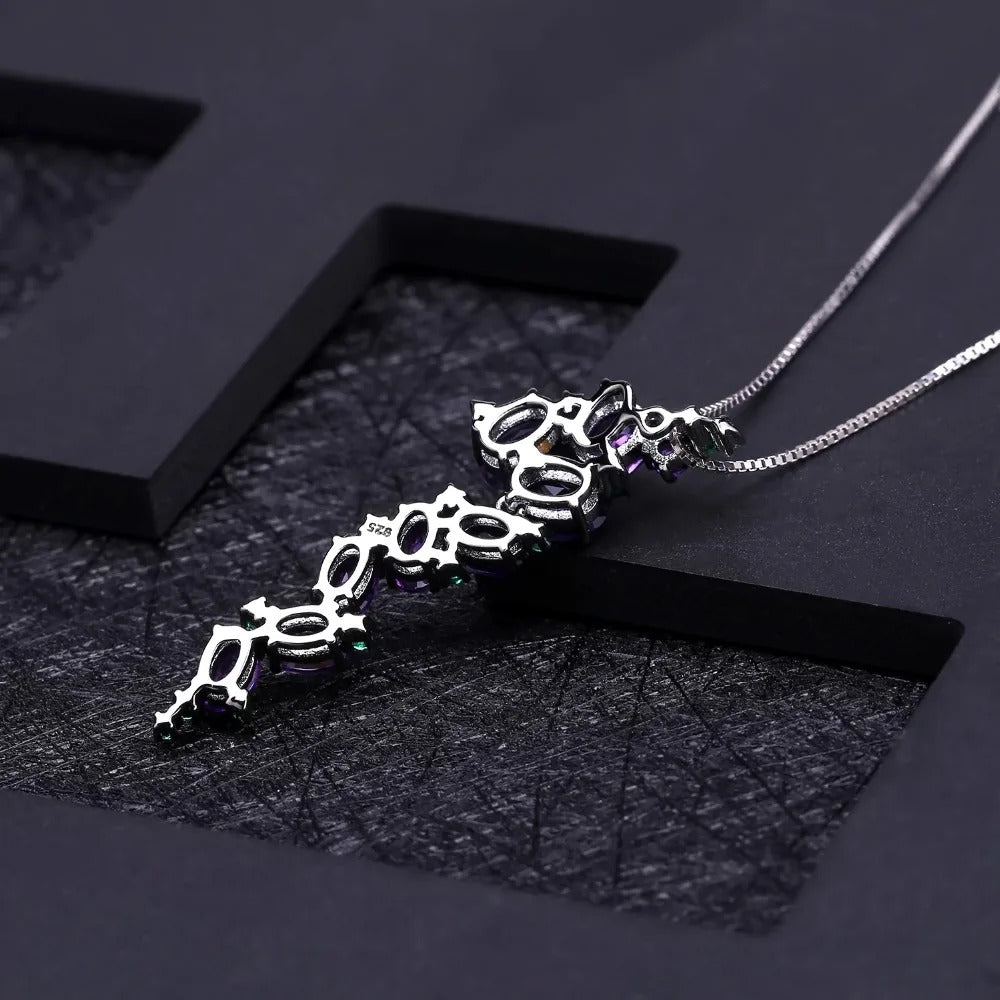 Natural Amethyst Cascading Vine Pendant | 4.89Ct 925 Sterling Silver