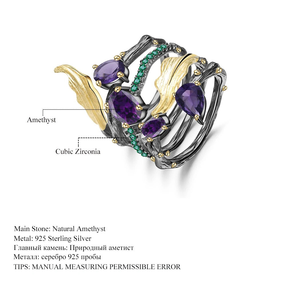 Vintage Neo-Gothic Amethyst Ring | 925 Sterling Silver (2.26Ct)