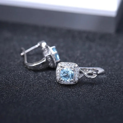 Natural Sky Blue Topaz Infinity Drop Earrings | 925 Sterling Silver | Luxury Gold Palace