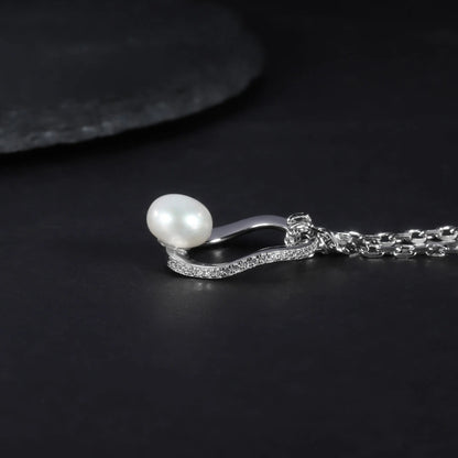 Modern Circle Pearl Pendant | 8mm Freshwater Pearl | Luxury Gold Palace