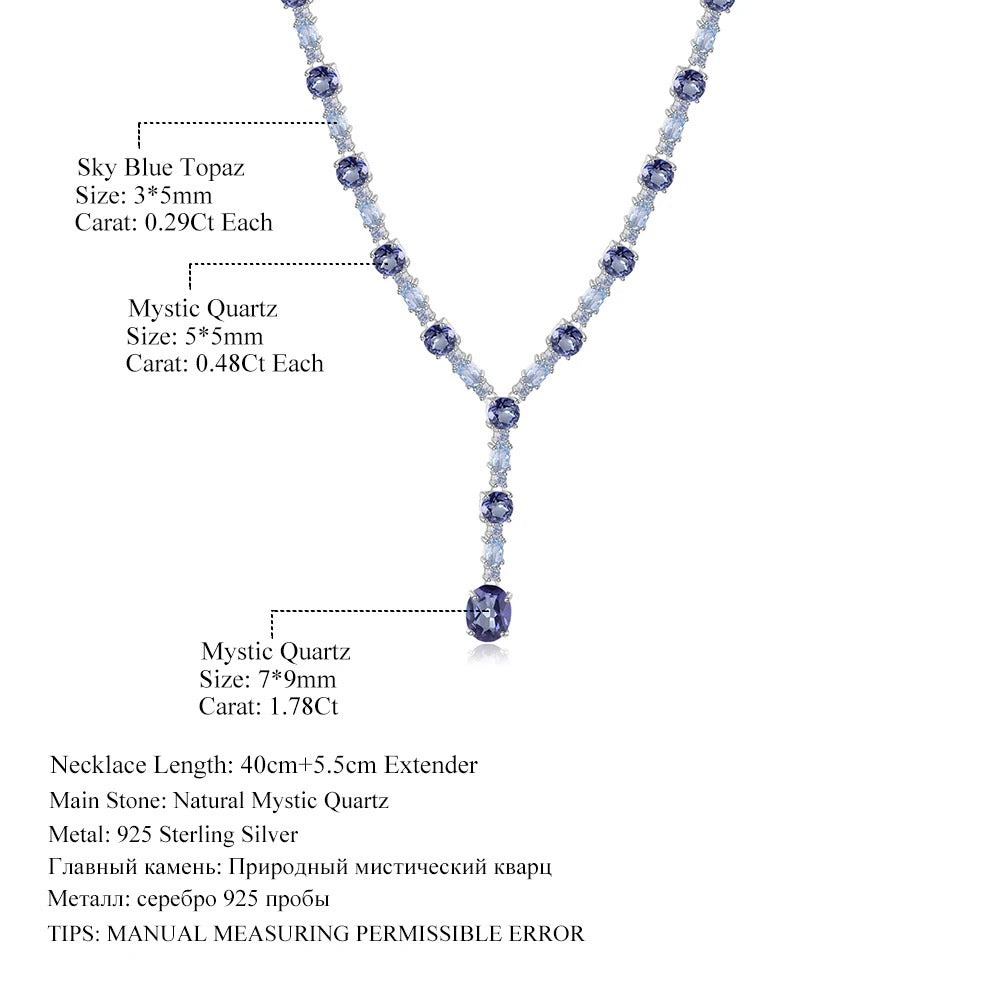 Mystic Quartz & Sky Blue Topaz Y-Necklace | 925 Silver | Bridal Jewelry