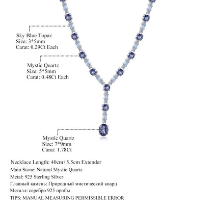 Mystic Quartz & Sky Blue Topaz Y-Necklace | 925 Silver | Bridal Jewelry