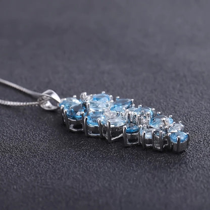 10.07Ct Blue Topaz Ombré Pendant | 925 Silver | Luxury Gold Palace