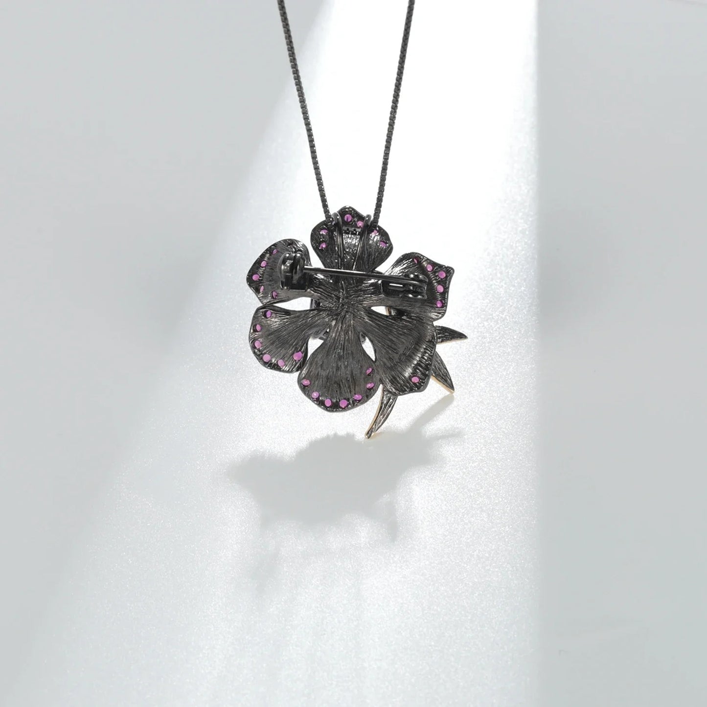 Garnet Bird & Flower Convertible Brooch Pendant | 925 Sterling Silver