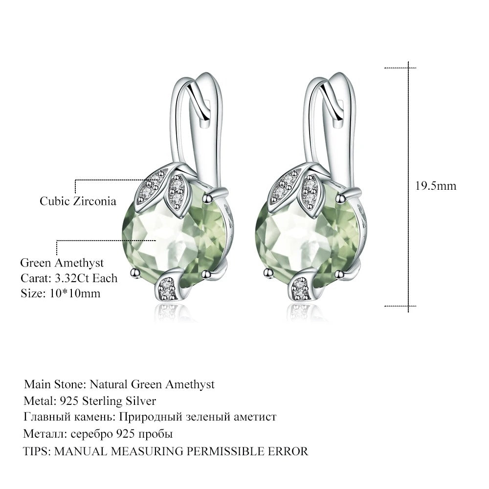Natural Green Amethyst (Prasiolite) Leaf Drop Earrings | 6.64Ct 925 Silver