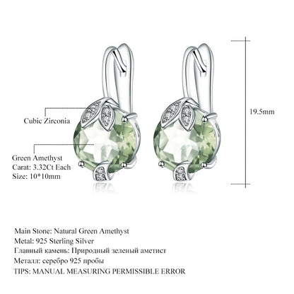 Natural Green Amethyst (Prasiolite) Leaf Drop Earrings | 6.64Ct 925 Silver