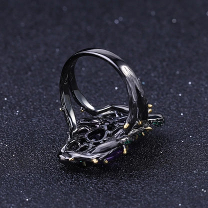 Enchanted Amethyst & Emerald Vine Ring | 3.23Ct 925 Sterling Silver