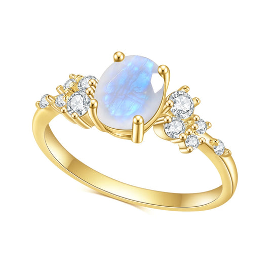 Oval Moonstone Vintage Engagement Ring | 1.29Ct Gold Vermeil Silver