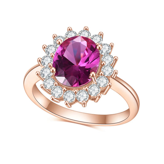 Princess Diana Style Halo Ring | Gold Vermeil | 6 Gemstone Colors