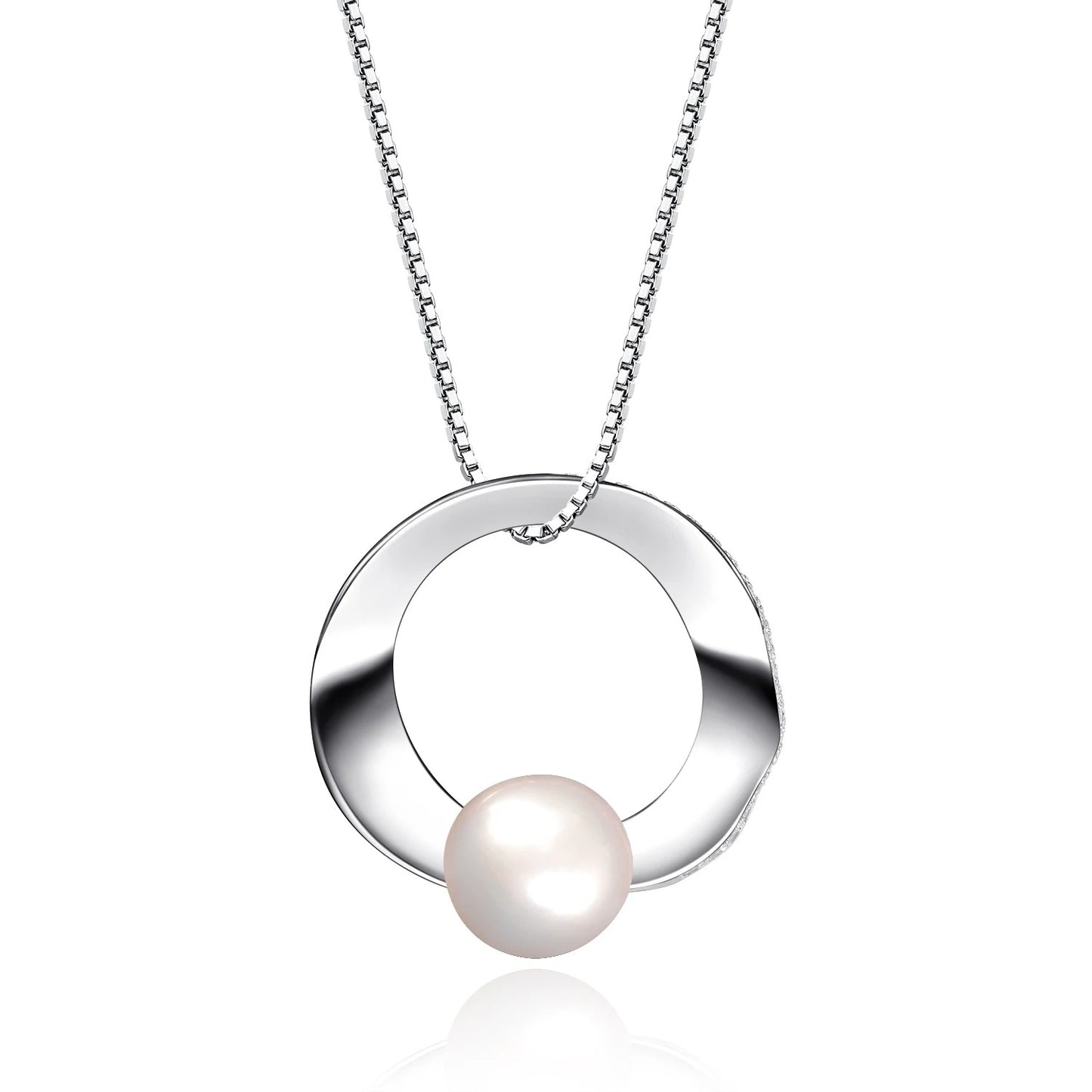 Modern Circle Pearl Pendant | 8mm Freshwater Pearl | Luxury Gold Palace