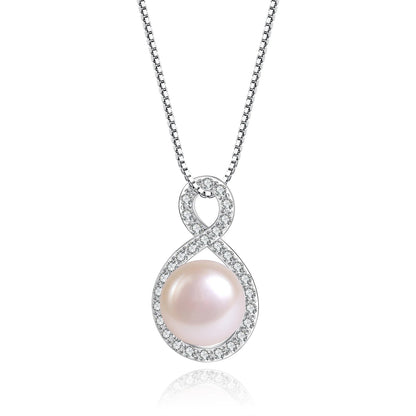 Infinity Freshwater Pearl Pendant | 10mm | 925 Sterling Silver | Luxury Gold Palace